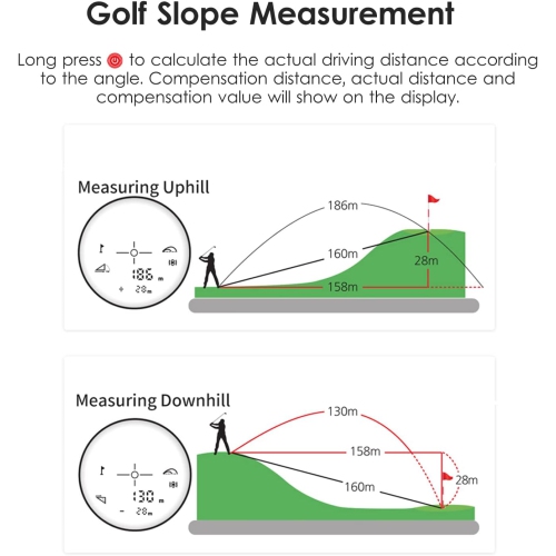 3-1000M High Precision Laser Distance Meter, 6X Magnification Golf Rangefinder with Trajectory Compensation & Flag Pole Lock, Outdoor Handheld
