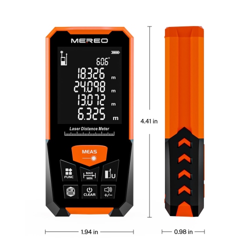 165FT Laser Distance Meter with Backlit LCD - Digital Measurement Tool for Distance/Area/Volume, Pythagorean Mode Functionality - D3-G50