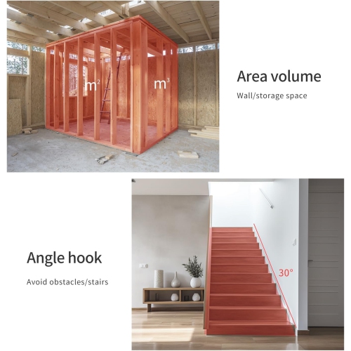 Outil de mesure laser 50&nbsp;M/165 pi, compteur de distance laser numérique avec rechargeable de type C, commutation d'unité M/IN/pi, écran LCD