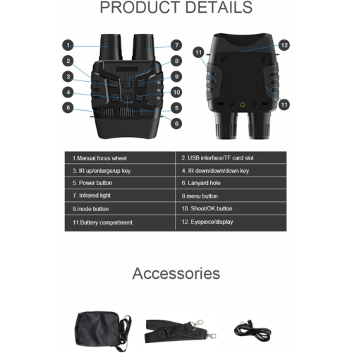 Night Vision Scope, Outdoor 960P Digital Infrared Night Vision Ultra Light Binocular Night Vision Device Infrared Telescope for Camping HD