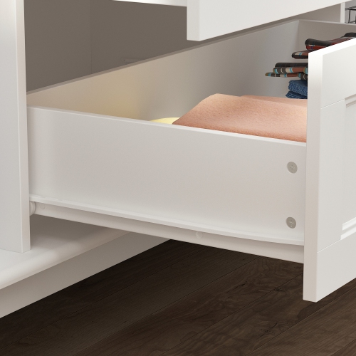 Famapy 4-Door 2-Drawer Wardrobe with Gold Accents and Decorative Legs, White