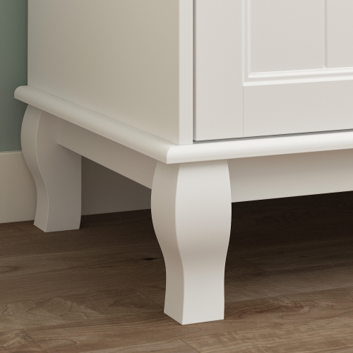 Famapy 4-Door 2-Drawer Wardrobe with Gold Accents and Decorative Legs, White