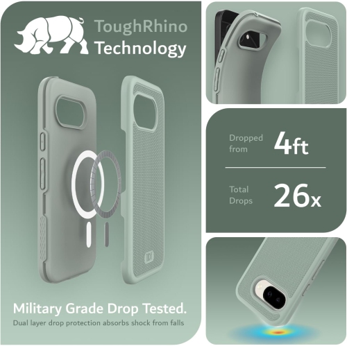 TUDIA MergeGrip for Google Pixel 9a Case 2025 Magsafe Compatible - Green Lily