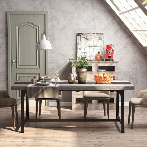 Tribesigns – Grande table de salle à manger de 71&nbsp;po pour 8&nbsp;personnes, table de cuisine industrielle rectangulaire avec surface en bois et