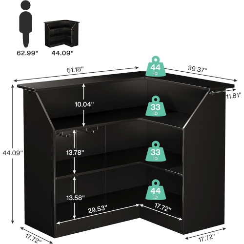 Tribesigns Reception Desk with Storage Shelves, L-Shaped Modern Front Desk, Reception Counter Table