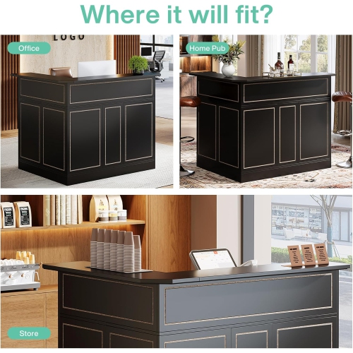Tribesigns Reception Desk with Storage Shelves, L-Shaped Modern Front Desk, Reception Counter Table