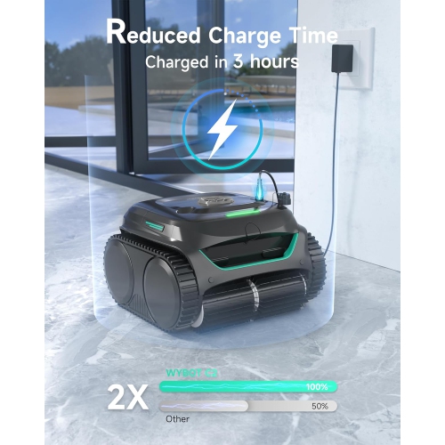 (2025 New) WYBOT C2 Inground Pool Vacuum Robot, Wall & Waterline Cleaning, Ultra-Fine Filtration, Cordless Robotic Pool Cleaner wtih Triple Motor