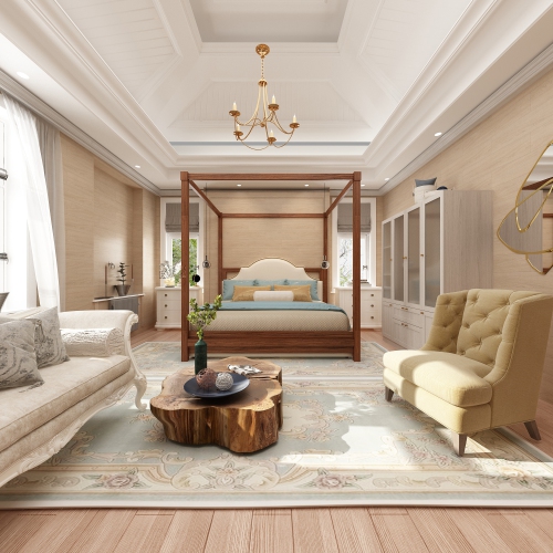 Famapy Pine Mist 6-Door Wardrobe with 2 Drawers and Frosted Glass Doors – Modular Closet System with Gold Handles ,Light Brown