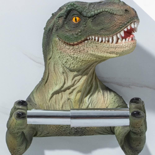 3D Dinosaur Paper Roll Holder Wall Mounted Toilet Paper Holder Tyrannosaurus Rex Decorative Paper Towel Holder for Bathroom Home