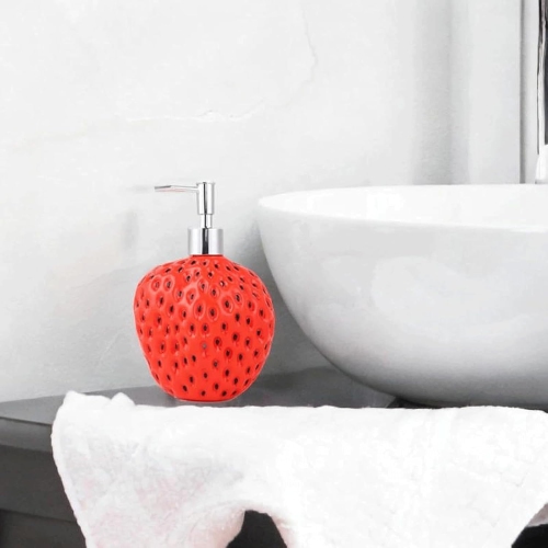 Liquid Soap Dispenser Red Strawberry Liquid Hand Soap Dispenser 5 Ounces Stylish Soap Dispenser Bathroom Travel Container Hand Soap Pump Bottle