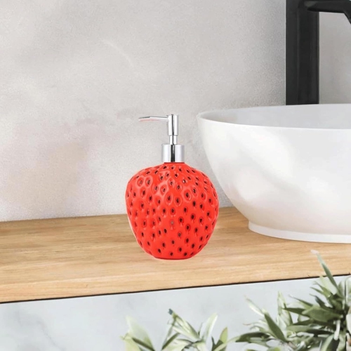 Liquid Soap Dispenser Red Strawberry Liquid Hand Soap Dispenser 5 Ounces Stylish Soap Dispenser Bathroom Travel Container Hand Soap Pump Bottle