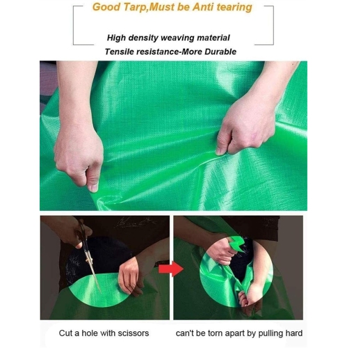 Tarps Heavy Duty Waterproof 6x6 Feet,10Mil UV Resistant Poly Tarp,Multipurpose Small Tarp with Metal Grommets and Reinforced Edges, Green