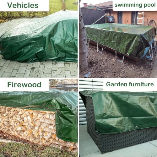 Tarps Heavy Duty Waterproof 15x30 Feet,10Mil UV Resistant Poly Tarp,Multipurpose Small Tarp with Metal Grommets and Reinforced Edges, Silver/Green