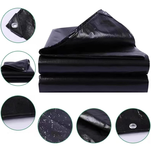 Bâches robustes imperméables 24 x 24 pi, toile en poly résistant aux rayons UV de 10 mil, petite bâche multi-usage avec oeillets en métal et bords