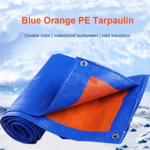 Tarps Heavy Duty Waterproof 9x9 Feet,10Mil UV Resistant Poly Tarp,Multipurpose Small Tarp with Metal Grommets and Reinforced Edges, Blue Orange