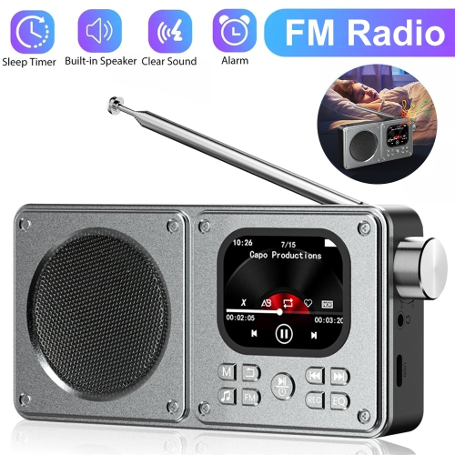 Petit haut-parleur Bluetooth radio FM numérique, haut-parleur sans fil radio portatif, écran LCD, prise pour écouteurs 3,5&nbsp;mm, prise en charge