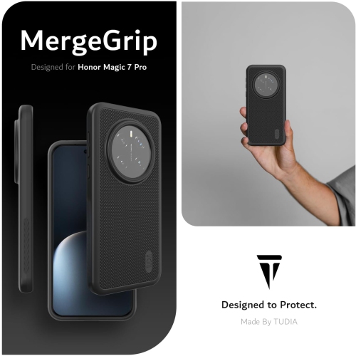 TUDIA MergeGrip for Honor Magic 7 Pro Case 5G 2025 MagSafe Compatible - Black