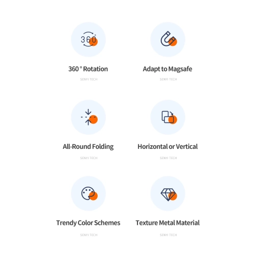 Magsafe double-sided magnetic mobile phone holder metal desktop holder alloy material thin shape, 360 degree rotating finger grip - gold