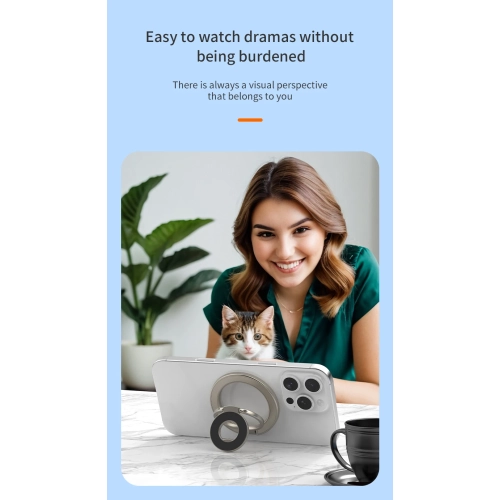 Support magnétique double face pour téléphone mobile MagSafe Support de bureau en métal Alliage de forme mince, prise rotative à 360 degrés pour les