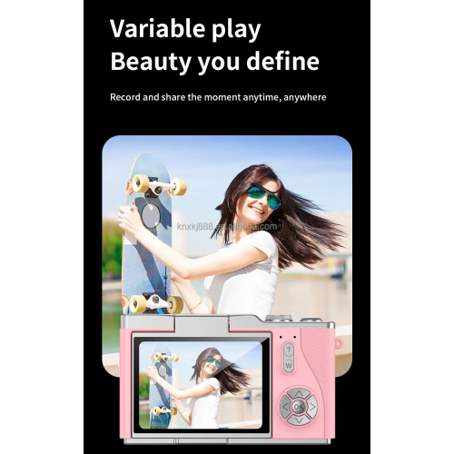 Nouveau LK007 High-Pixel Dual-Camera selfie photo numérique rétro pour les étudiants sur le campus, CCD intégré LED rose clair [32G + lecteur de