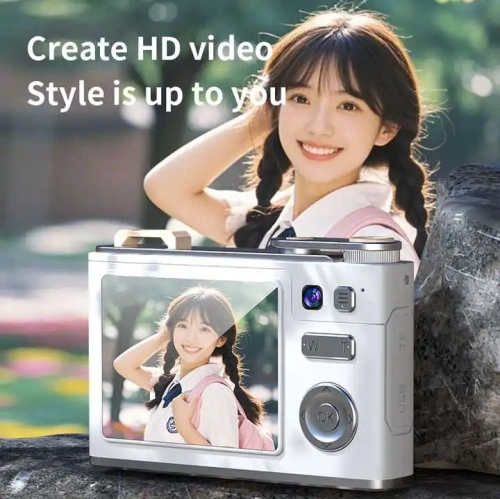 HD dual-camera selfie VLOG retro camera student campus entry ccd quicksand pocket mini digital camera-black + 32GB + card reader + Android adapter