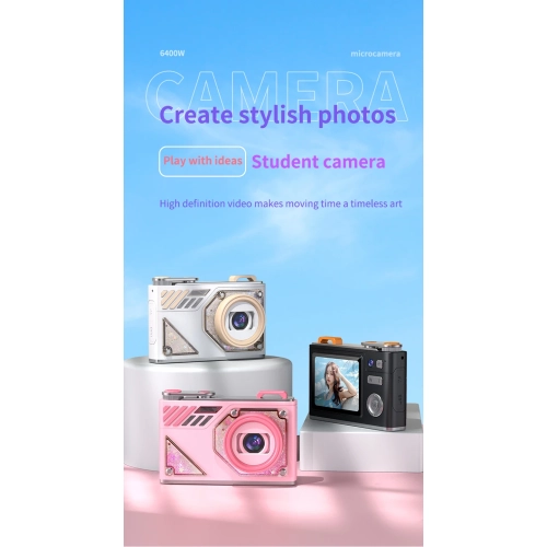 HD dual-camera selfie VLOG retro camera student campus entry ccd quicksand pocket mini digital camera-black + 32GB + card reader + Android adapter