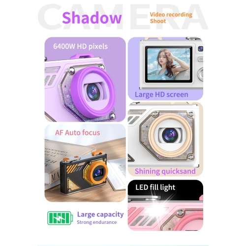 HD dual-camera selfie VLOG retro camera student campus entry ccd quicksand pocket mini digital camera-black + 32GB + card reader + Android adapter