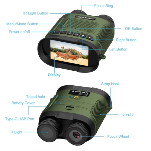 High-definition and high-power digital infrared night vision device, outdoor binocular imaging telescope, infrared night vision full-color imager -