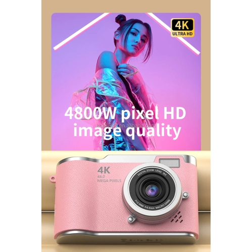 New LK007 high-pixel dual-camera selfie retro digital camera for students on campus, CCD built-in LED light black [64G + card reader + Android