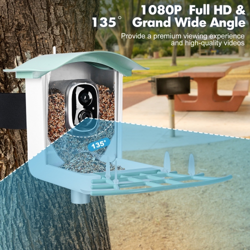 Smart Outdoor Waterproof Solar Charging Video Bird Feeder - Live View, Solar Charging Smart Bird Feeder with Camera - Essential for Bird Watching B5