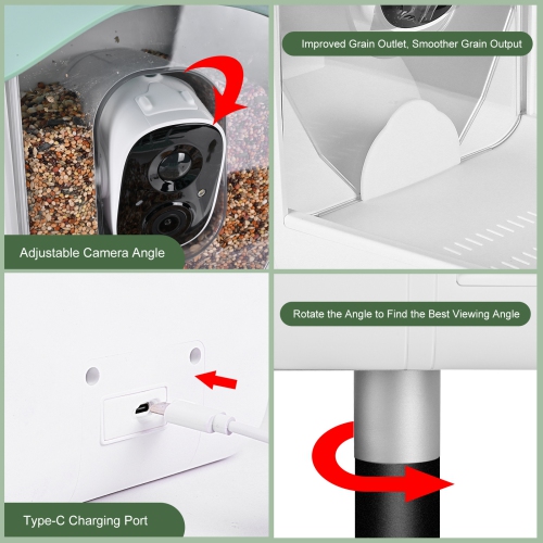 Smart Outdoor Waterproof Solar Charging Video Bird Feeder - Live View, Solar Charging Smart Bird Feeder with Camera - Essential for Bird Watching B5