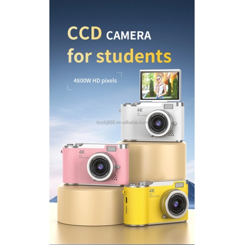 New LK007 high-pixel dual-camera selfie retro digital camera for students on campus, CCD built-in LED light white [64G + card reader + Android