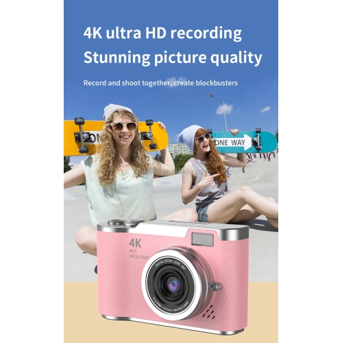 New LK007 high-pixel dual-camera selfie retro digital camera for students on campus, CCD built-in LED light white [64G + card reader + Android