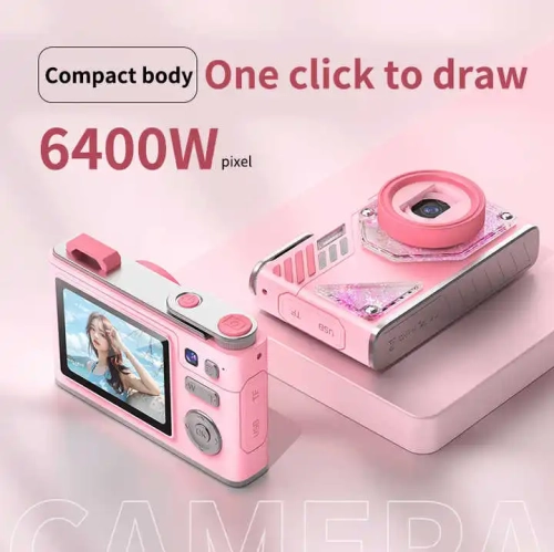 HD dual-camera selfie VLOG retro camera student campus entry ccd quicksand pocket mini digital camera-green + 32GB + card reader + Android adapter