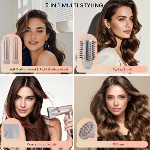 Nouveau sèche-cheveux multifonctionnel Peigne à air chaud pour femmes friser cheveux droits en fer à friser double usage pliant en fer à friser -