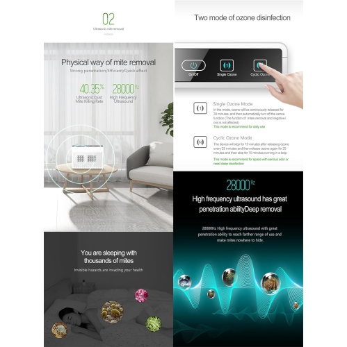 Home Ozone Air Purifier with Negative Ion Generator - Kills 99.94% of Bacteria, Removes Odors/Mold/Allergens, USB Powered, Suitable for Small Spaces