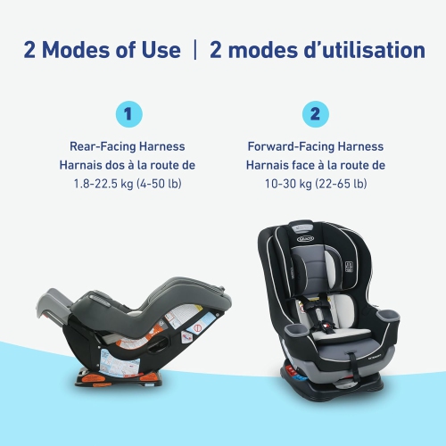 Graco Extend2Fit Convertible Car Seat, 2-in-1 Forward & Rear-Facing Baby Car Seat, 1.8-30 kg, Gotham