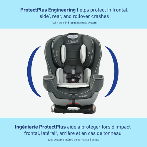 Graco Extend2Fit Convertible Car Seat, 2-in-1 Forward & Rear-Facing Baby Car Seat, 1.8-30 kg, Gotham