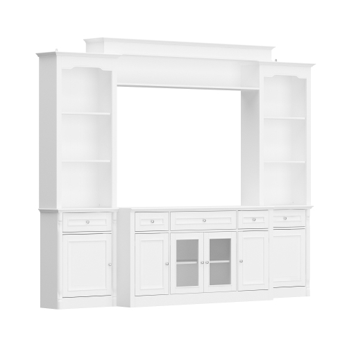 FAMAPY  Modern Wall Entertainment Center – 3-Piece Media Console w Tv Stand, Bookcases, Drawers, And Shelves – Large Storage Mdf Unit For