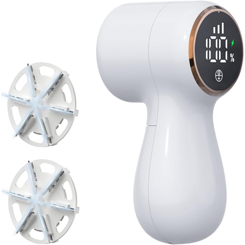 Rasoir à tissu rechargeable avec écran LED et épilateur électrique, 3 vitesses, rasoir-chandail pour enlever les peluches - blanc
