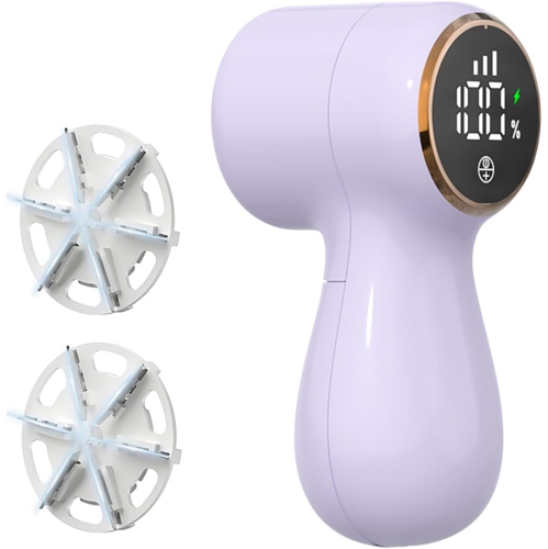 Rasoir à tissu rechargeable avec écran LED et épilateur électrique, 3 vitesses, rasoir-chandail pour retirer les peluches - violet