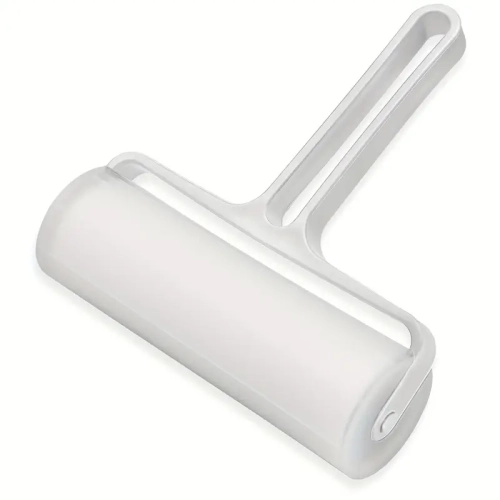 Roller hair remover, tear-off hair roller, sticky dust paper roller brush, sticky hair brush, pet hair removal brush - white + 5 rolls of paper