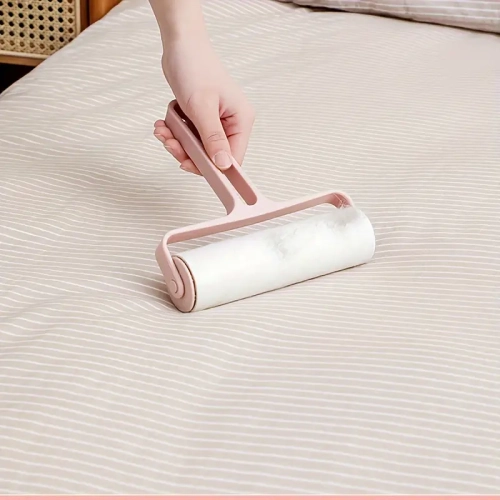 Roller hair remover, tear-off hair roller, sticky dust paper roller brush, sticky hair brush, pet hair removal brush - white + 5 rolls of paper