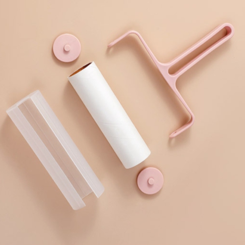 Roller hair remover, tear-off hair roller, sticky dust paper roller brush, sticky hair brush, pet hair removal brush - white + 5 rolls of paper