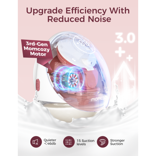 Momcozy Breast Pump Hands Free Upgraded Mobile Flow | M9, App Discreet Control with Personalized Multi-Modes & 15 Levels, Wearable Breast Pump 24mm