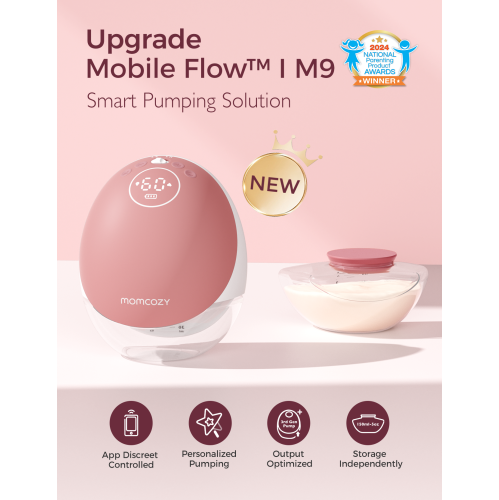 Momcozy Breast Pump Hands Free Upgraded Mobile Flow | M9, App Discreet Control with Personalized Multi-Modes & 15 Levels, Wearable Breast Pump 24mm