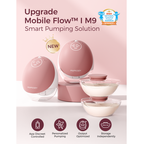 Tire-lait Momcozy&nbsp;: débit mobile amélioré mains libres | M9, commande discrète par application avec modes multiples personnalisés et 15 niveaux,