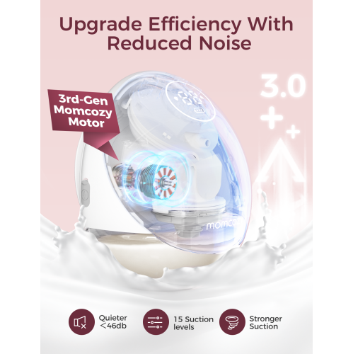 Momcozy Breast Pump Hands Free Upgraded Mobile Flow | M9, App Discreet Control with Personalized Multi-Modes & 15 Levels, Wearable Breast Pump 24mm