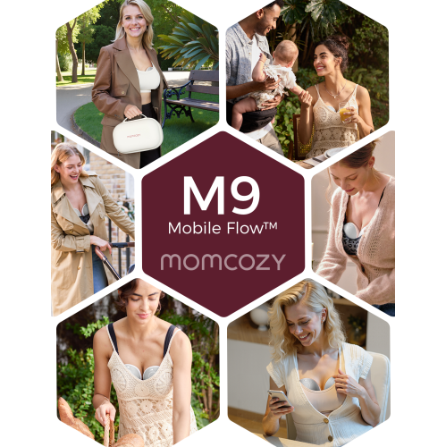 Momcozy Breast Pump Hands Free Upgraded Mobile Flow | M9, App Discreet Control with Personalized Multi-Modes & 15 Levels, Wearable Breast Pump 24mm