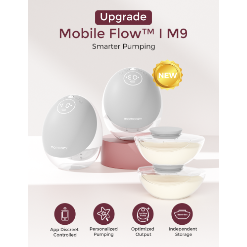 Momcozy Breast Pump Hands Free Upgraded Mobile Flow | M9, App Discreet Control with Personalized Multi-Modes & 15 Levels, Wearable Breast Pump 24mm